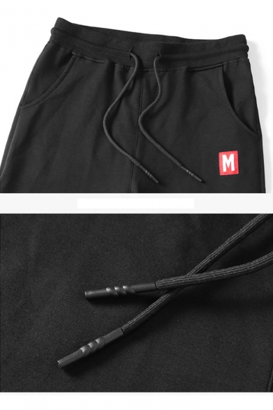 Men's New Fashion Colorblock Letter M Printed Drawstring Waist Casual Cotton Sweatpants