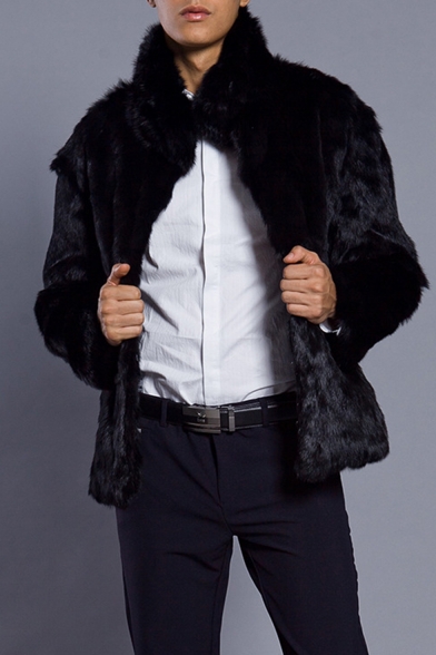 EISHOW Mens Fleece Winter Jacket Thicken Cotton Detached Casual Coat Turn-Down Collar Medium Length Warm Outerwear