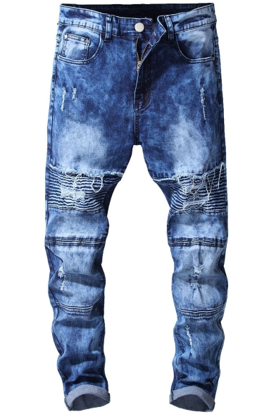 blue ripped biker jeans