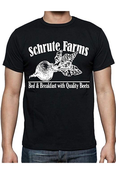 Schrute Farms Letter Radish Printed Short Sleeve Round Neck Basic T Shirt