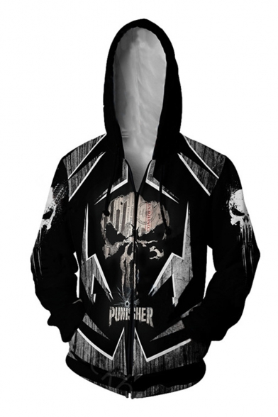 Cool 3D Printed Black Cosplay Costume Long Sleeve Zip Up Hoodie