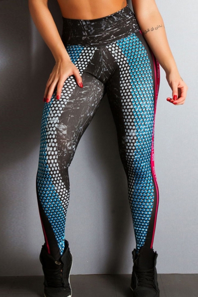 Unique Fishscale Printed High Rise Athletic GYM Fitness Yoga Leggings Pants