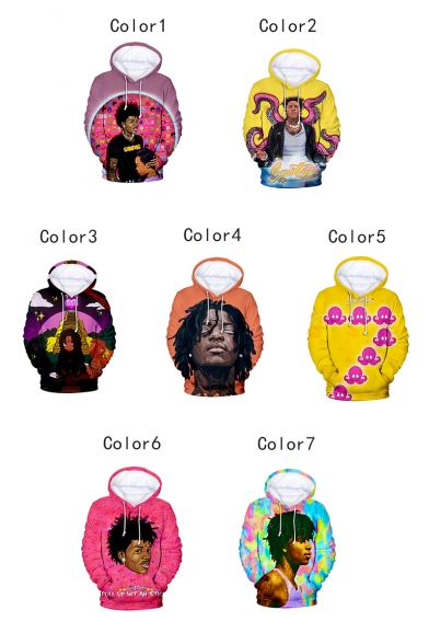 American Popular Rapper Comic Figure 3D Printed Long Sleeve Drawstring Pullover Hoodie