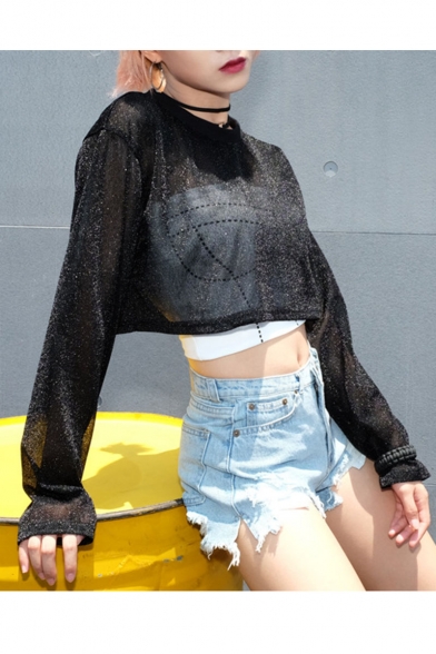 sparkly mesh crop top