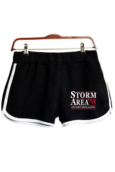 Funny Popular Letter Storm Area Printed Casual Sport Dolphin Shorts