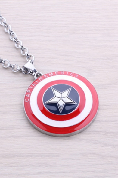 Hot Popular Comic Star Logo Shield Pendant Red Necklace