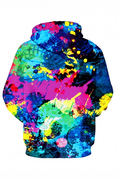 Hot Trendy Colorful Oil Painting Inkjet 3D Printed Drawstring Hooded Long Sleeve Loose Fit Pullover Hoodie
