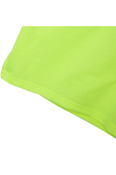 Long Sleeve Round Neck Zip Front Fluorescent Green Cropped Sweatshirt