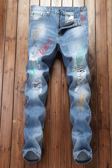 light color ripped jeans