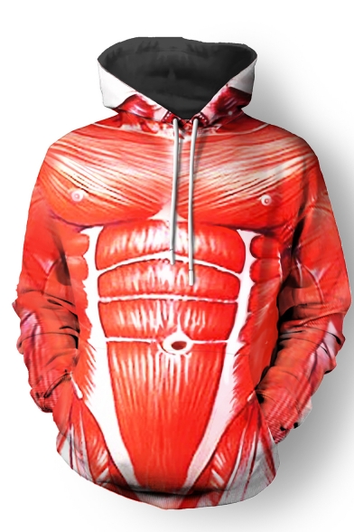 Popular Cosplay 3D Printed Drawstring Hooded Long Sleeve Red Pullover Hoodie