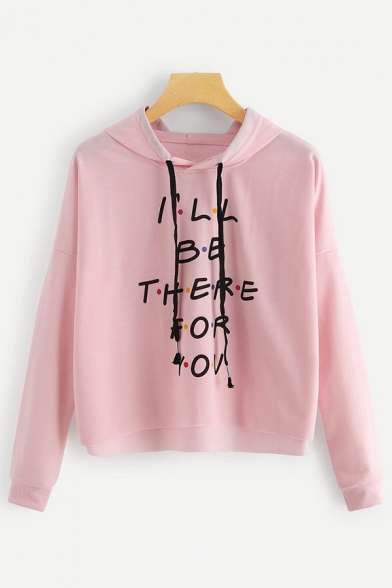 Popular Dot Letter I'LL BE THERE FOR YOU Printed Casual Crop Hoodie