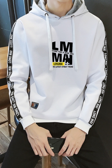 Popular Fashion Letter Printed Tape Side Long Sleeve Casual Sports Pullover Hoodie