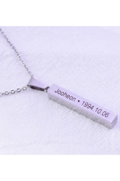 Popular Kpop Boy Group Letter Printed Pendant Silver Necklace