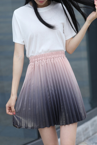 pink elastic waist mini skirt