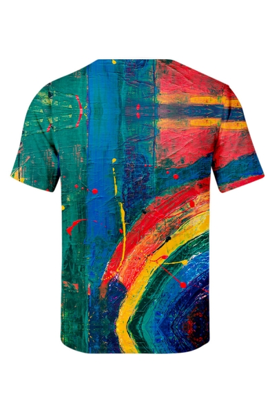Summer New Trendy Painting Pattern Round Neck Short Sleeve Casual T-Shirt For Men