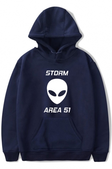 Funny Alien Letter Storm Area Printed Long Sleeve Casual Sport Hoodie