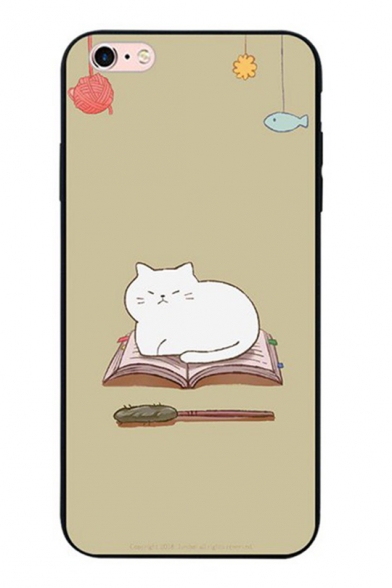 Lovely Cartoon Book Cat Printed Polish Soft iPhone Case