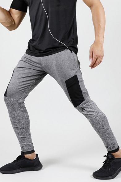 Men's New Fashion Colorblock Patched Quick-drying Leggings Sports Jogging Pants