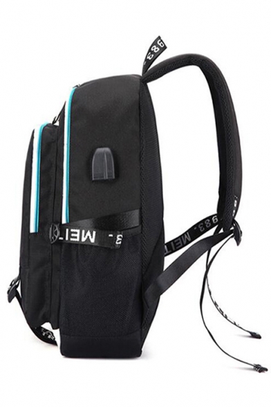 Popular Black Simple Letter Star Printed Creative USB Charge Laptop School Bag Backpack 30*15*44cm