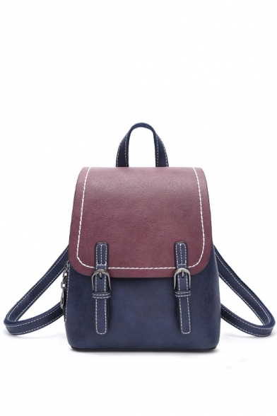 Womens Vintage Color Block Traveling Outdoor Bag Backpack 24*13*29cm