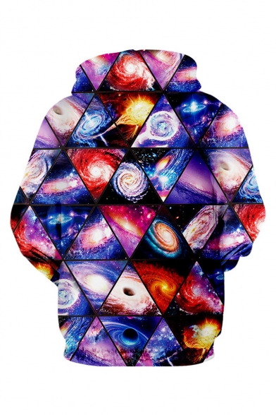 Hot Fashion Galaxy Vortex Planet 3D Printed Long Sleeve Purple Casual Loose Drawstring Hoodie