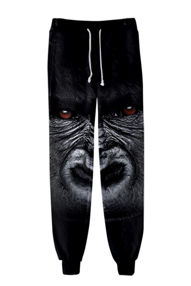 New Arrival Popular Orangutan 3D Printed Drawstring Waist Casual Loose Cotton Sports Sweatpants