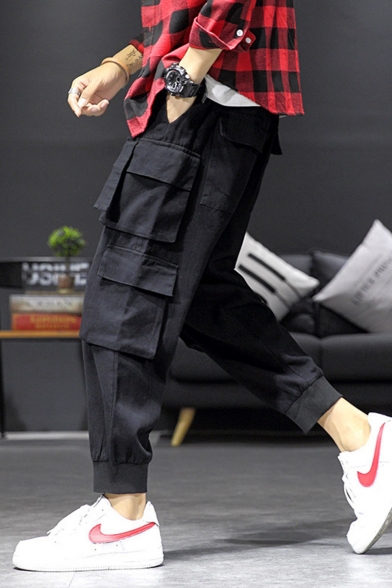 New Fashion Solid Color Multi-pocket Trendy Casual Cargo pants for Men