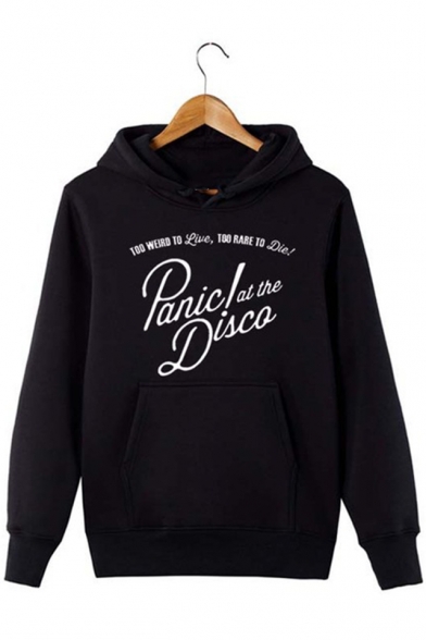 PANIC AT THE DISCO Letter Printed Long Sleeve Casual Sports Unisex Pullover Hoodie with Pocket