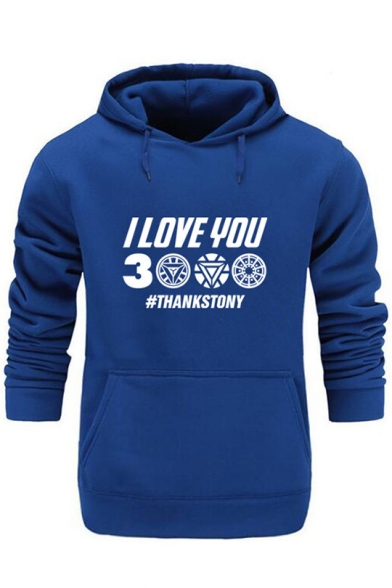 Trendy Iron Letter I LOVE YOU 3000 Printed Long Sleeve Fitted Hoodie