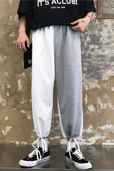 Unisex New Fashion Colorblock Patched Loose Fit Trendy Drawstring Track Pants