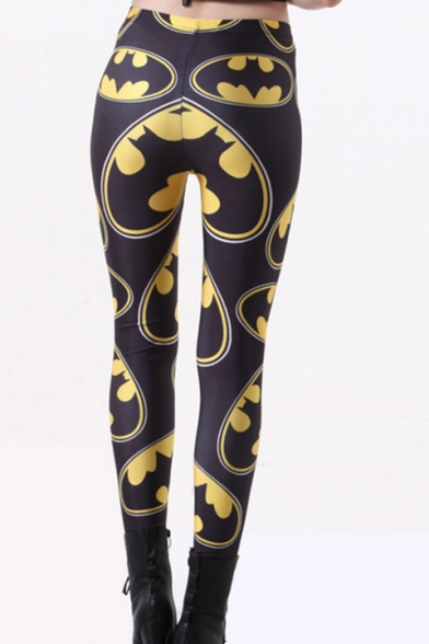 Womens Black Fashion Print Ankle Length Leggings