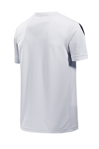 Fashion Short Sleeve Round Neck Quick Dry Contrast Trim Loose T Shirt