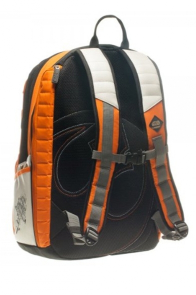 Hot Trendy Orange Color Block Large Capacity Unisex School Bag Backpack