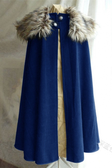 Men's New Stylish Vintage Steampunk Cosplay Costume Simple Plain Cape Cloak Coat