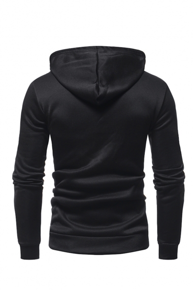 Men's Popular Fashion Letter Printed Casual Slim Fit Hooded Drawstring Hoodie