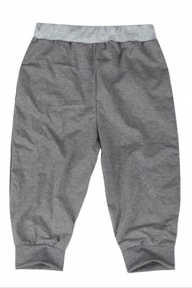 New Fashion Logo Printed Drawstring Waist Men's Cropped Sports Sweatpants