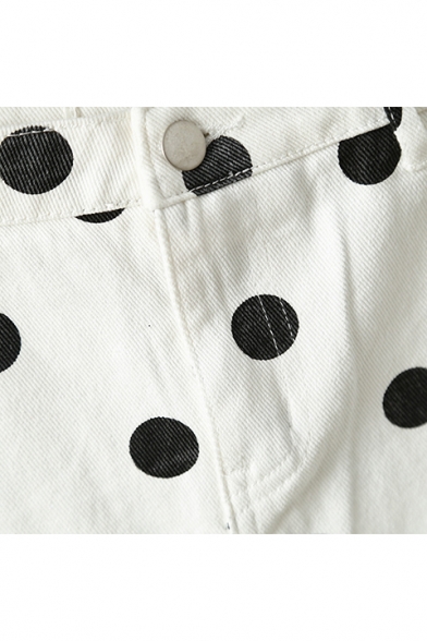 Summer Sweet Cute High Waist Polka Dot Printed Fitted Mini A-Line Skirt
