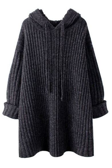 Womens New Casual Plain Drop Sleeve Hoodie Slouchy Sweater