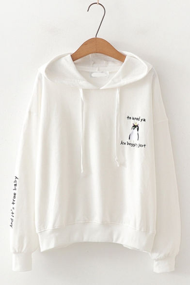 Cartoon Cat Letter Embroidered Long Sleeve Cat Ear Hoodie