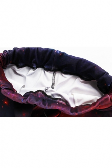 Guys Hot Fashion Flame Galaxy 3D Printed Drawstring Waist Orange Casual Relaxed Sweatpants