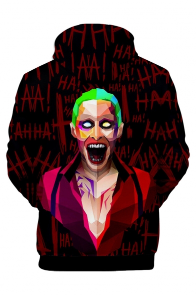 Hot Fashion HAHA Joker 3D Printed Long Sleeve Red Loose Pullover Hoodie
