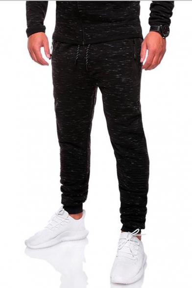 Men's New Fashion Simple Plain Black Casual Jogging Sweatpants Slim Pencil Pants