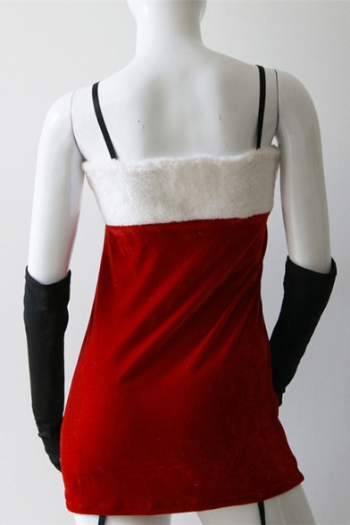Womens Halloween Scoop Neck Sleeveless Tie Front Bow Panelled Christmas Theme Sheath Cami Dress