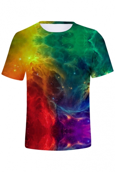 Fancy Universe Galaxy 3D Printed Round Neck Short Sleeve Unisex T-Shirt