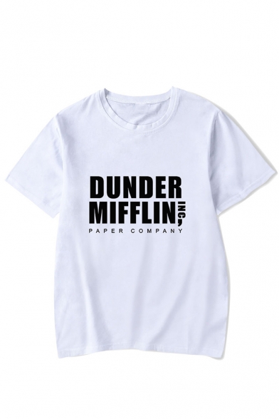 Hot Stylish Letter Dunder Mifflin Printed Basic Round Neck Short Sleeve Relaxed T-Shirt