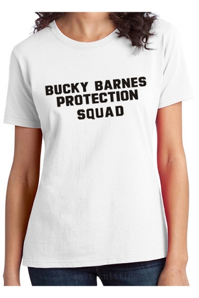 Bucky Barnes Protection Squad Simple Letter Printed Short Sleeve Loose Tee