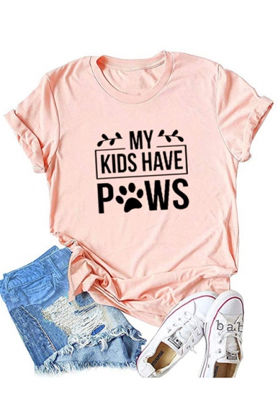 MY KIDS HAVE POWS Funny Letter Printed Short Sleeve Graphic Tee