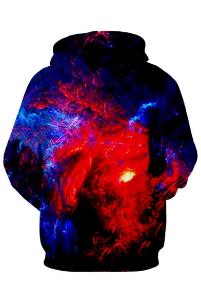 Blue and Red Fire Galaxy 3D Printed Long Sleeve Unisex Pullover Hoodie