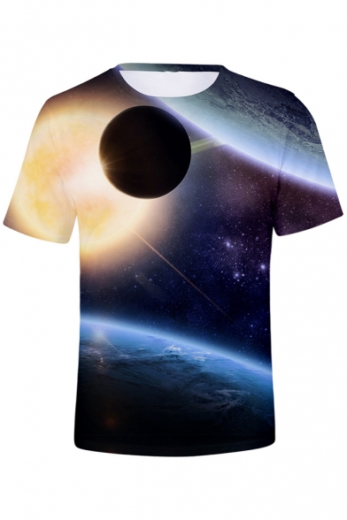 Fancy Universe Galaxy 3D Printed Round Neck Short Sleeve Unisex T-Shirt