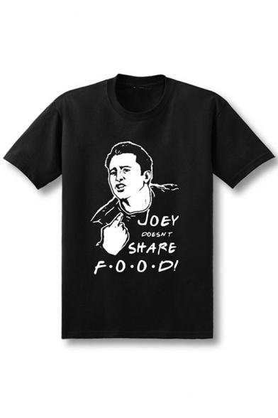 Funny Figure Letter Joey Doesn't Share Food Printed Short Sleeve Unisex T-Shirt